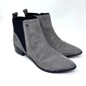 Superdry Women's Boot Size 9 Ribbed Chelsea Grey Leather Low Block Heel